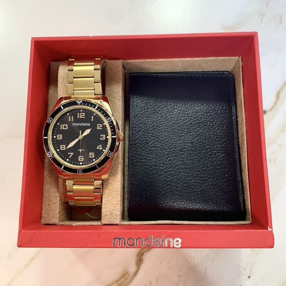 Kit Relógio Mondaine Masculino 53768GPMVDE2K3 - Modelo Jóias