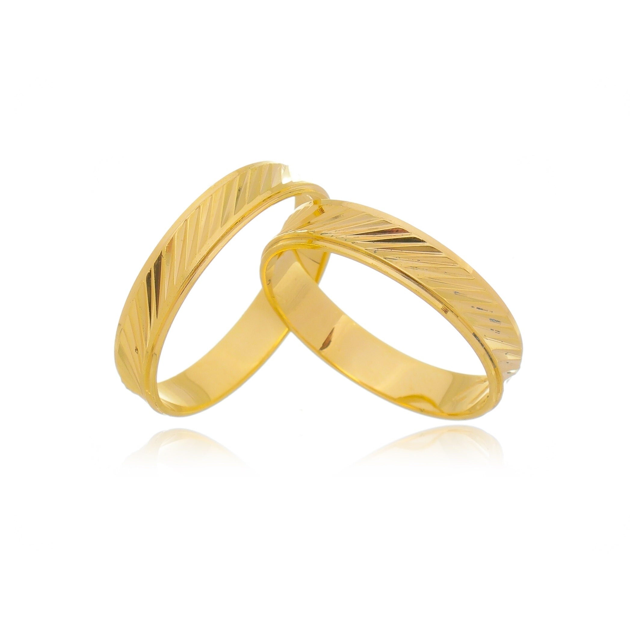 Par de Aliança Ouro 18K Diamantada - A000612 - Modelo Jóias
