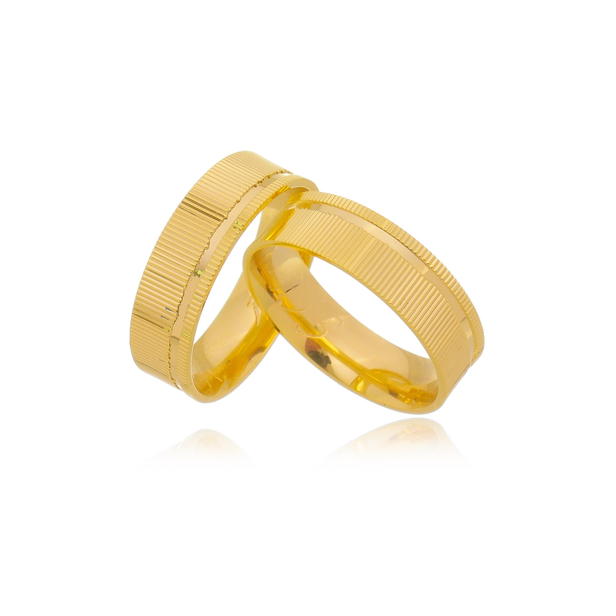 Par de Aliança Ouro 18K Diamantada - A000627 - Modelo Jóias