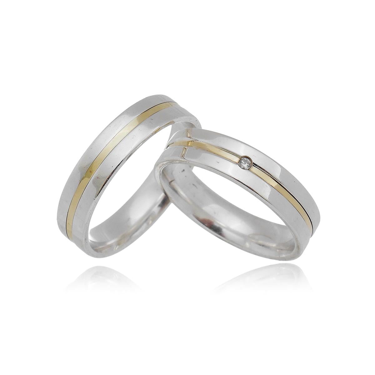 Par de Aliança Prata - A000327 - Modelo Jóias