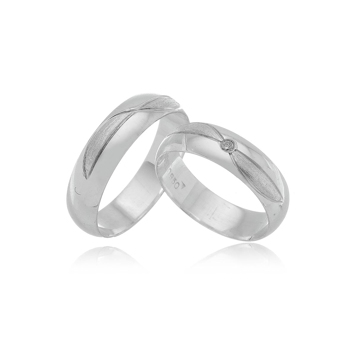 Par de Aliança Prata - A000345 - Modelo Jóias