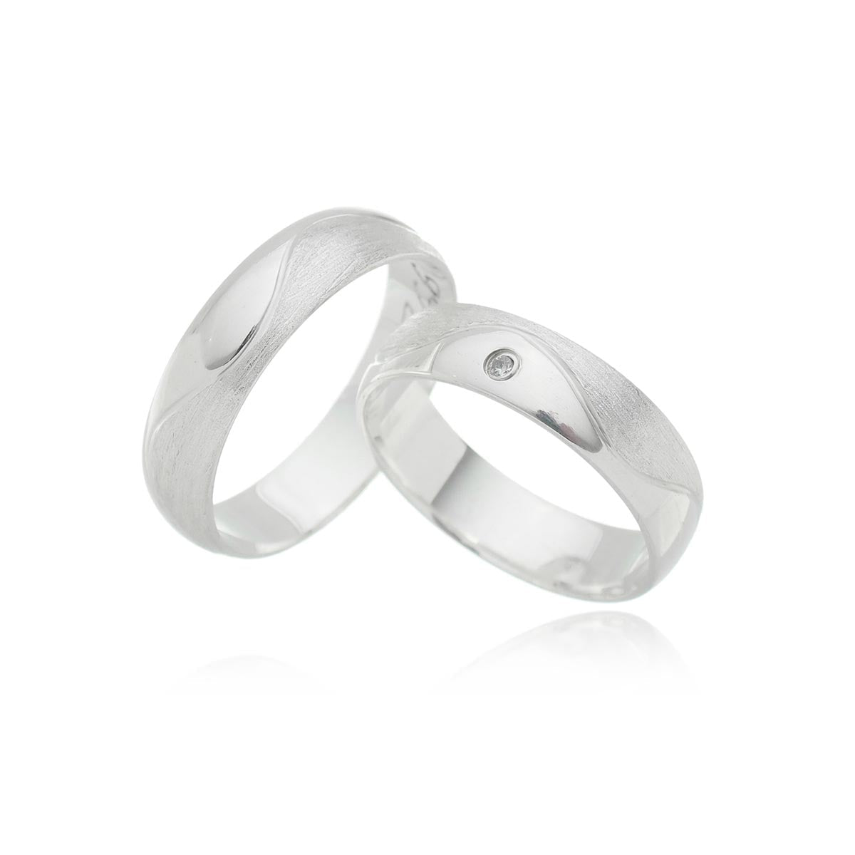 Par de Aliança Prata - A000365 - Modelo Jóias