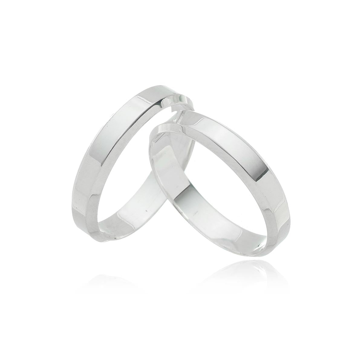 Par de Aliança Prata - A000403 - Modelo Jóias