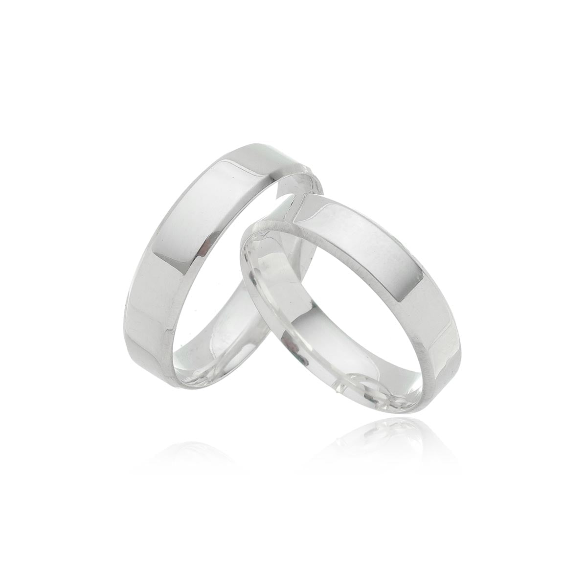 Par de Aliança Prata - A000404 - Modelo Jóias